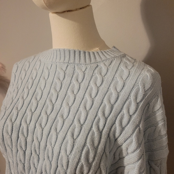 Altar'd State Charlie Cropped Cable Knit Sweater Women's Light Blue Size S - Picture 3 of 7